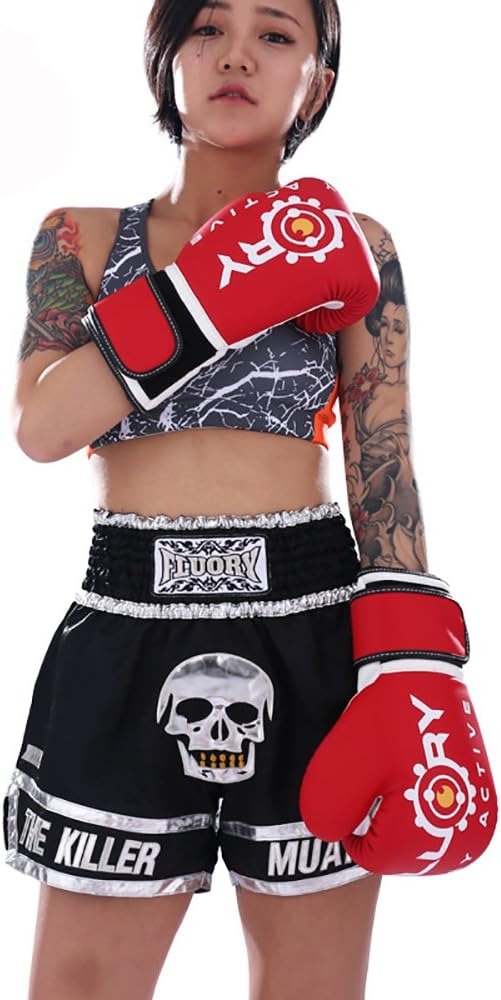FLUORY Muay Thai-Shorts, hohe Qualität, Shorts für Thaiboxen, MMA, Kickboxen, für Damen, Herren, Kin