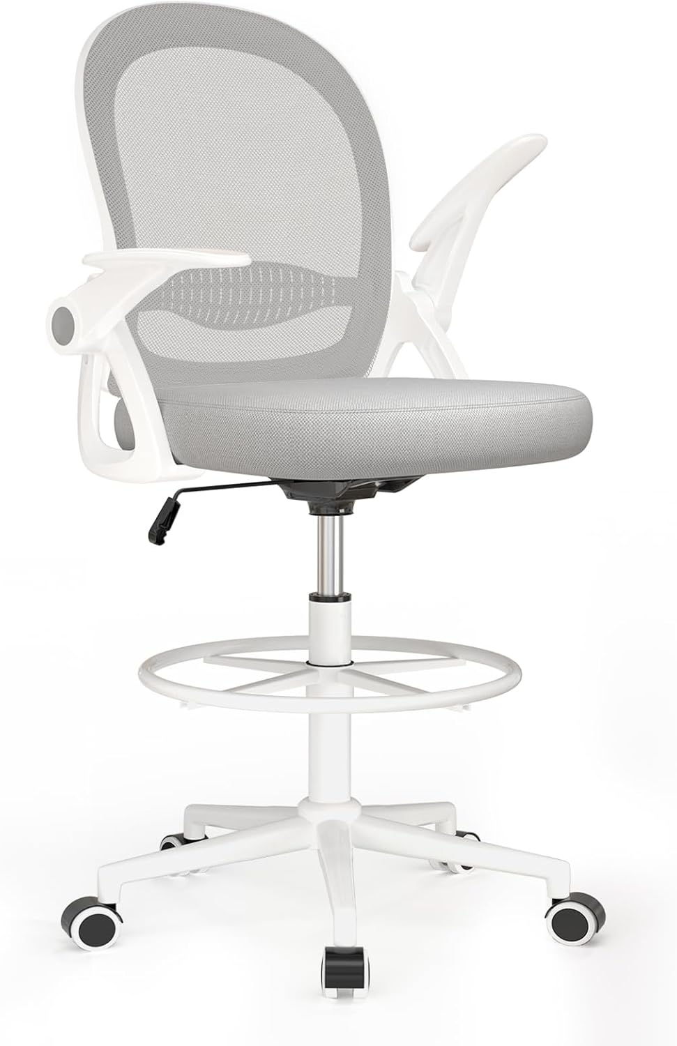 Naspaluro Bürostuhl mit Fussstützenring, Ergonomischer Schreibtischstuhl mit Atmungsaktiv Netzbespan