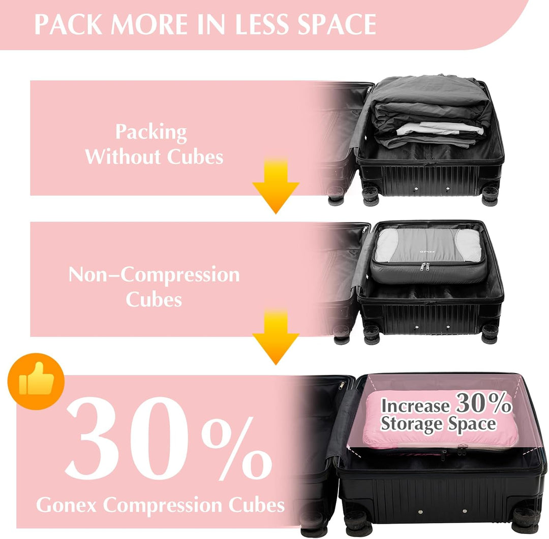 Gonex Compression Packing Cubes 6er Set, Gonex Kleidertaschen 6-teilig Verpackungswürfel, Kleidertas