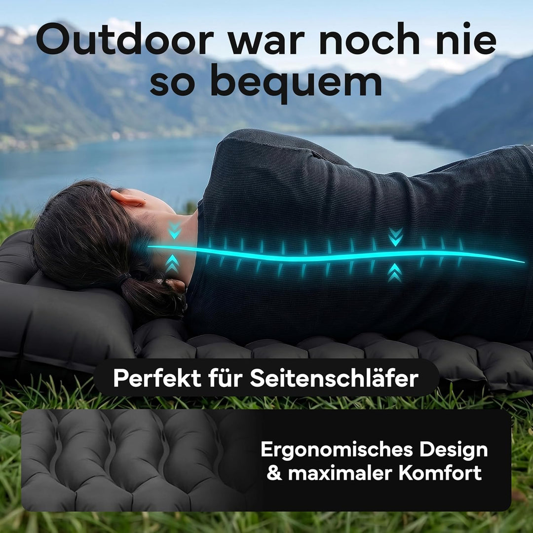 NEOLYMP NORDPINE Isomatte Camping - Integrierte Fusspumpe, Aufblasbar, 10 cm Dick - 200x70 cm, Ultra
