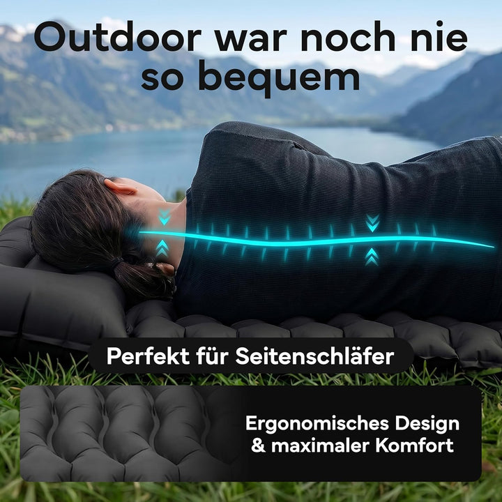 NEOLYMP NORDPINE Isomatte Camping - Integrierte Fusspumpe, Aufblasbar, 10 cm Dick - 200x70 cm, Ultra