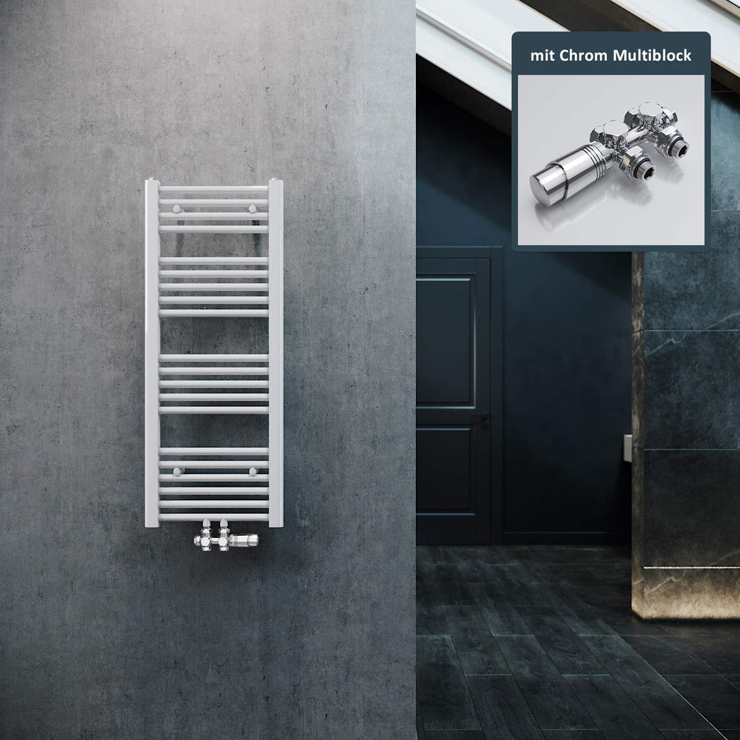 ELEGANT Heizkörper Bad 1000x400mm Weiss Badheizkörper Mittelanschluss Heizkörper Handtuchtrockner Ha