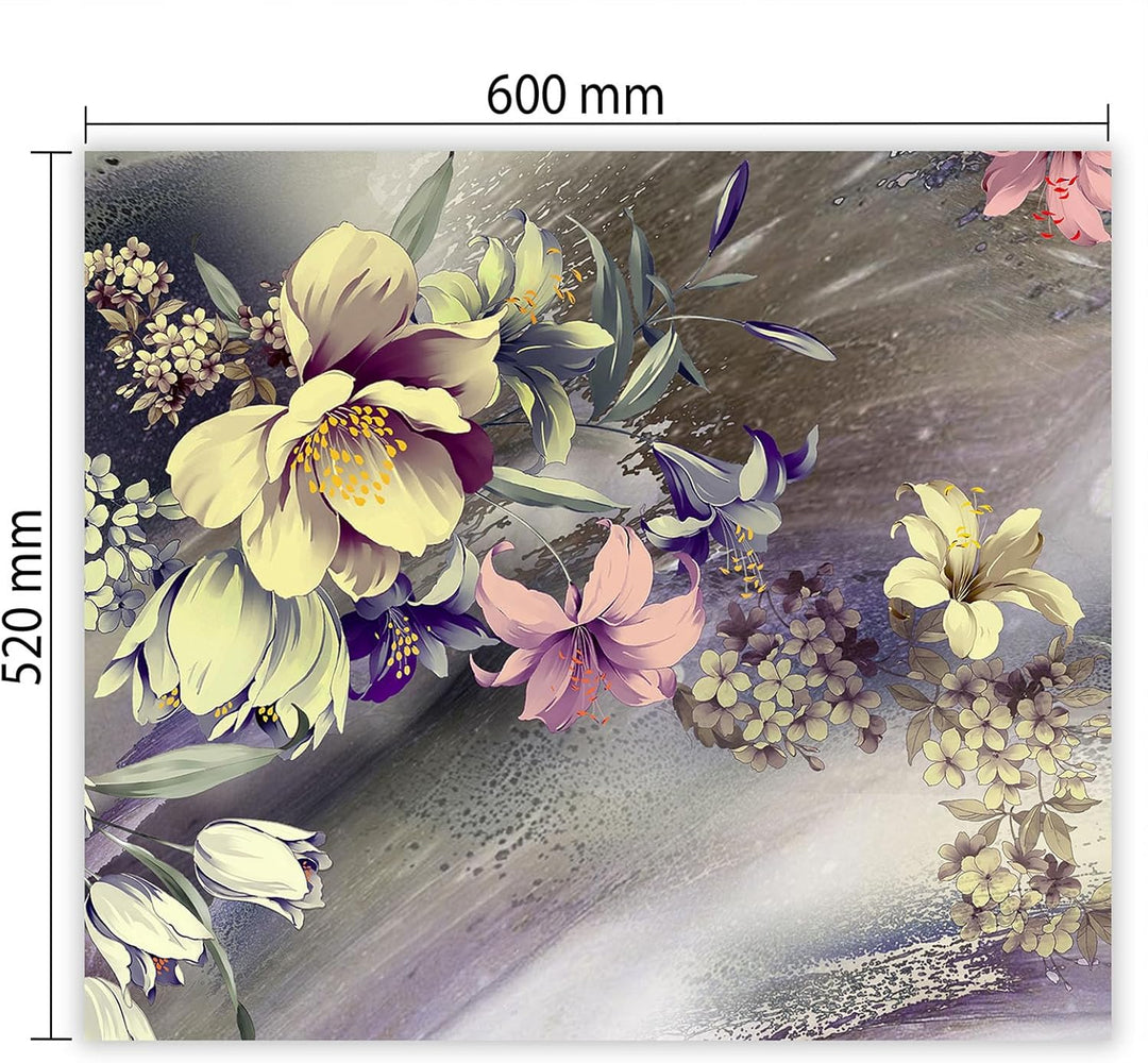 SmartDecoration Herdabdeckplatte Ceranfeldabdeckung aus Glas 60x52 cm Einteilig Motiv "Bild" Grau (1