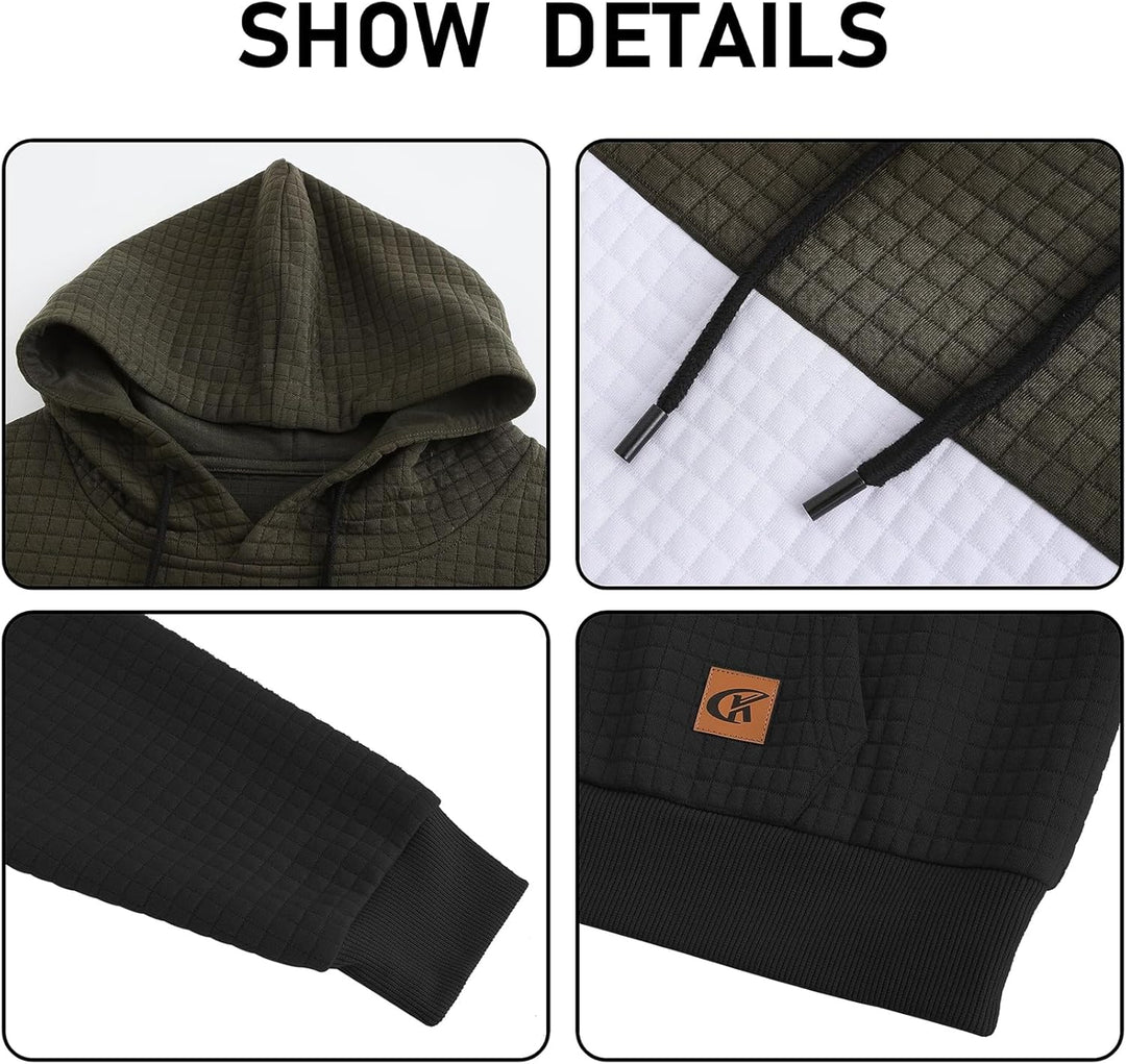 YuKaiChen Herren Pullover Herren Patchwork Hoodie Langarm Jacquard Kaputzenpullover Farbblock Sweats