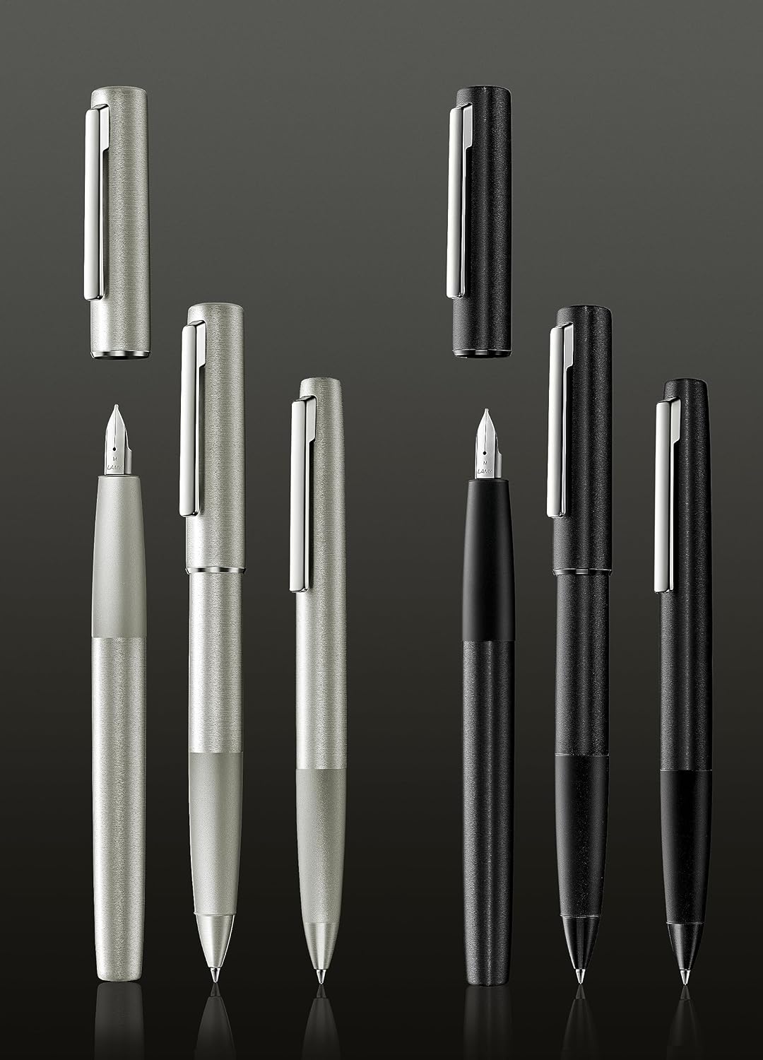 Lamy aion Füllhalter 077 Füller aus eloxiertem Aluminium in der Farbe Olive-Silber mit gestrahltem G