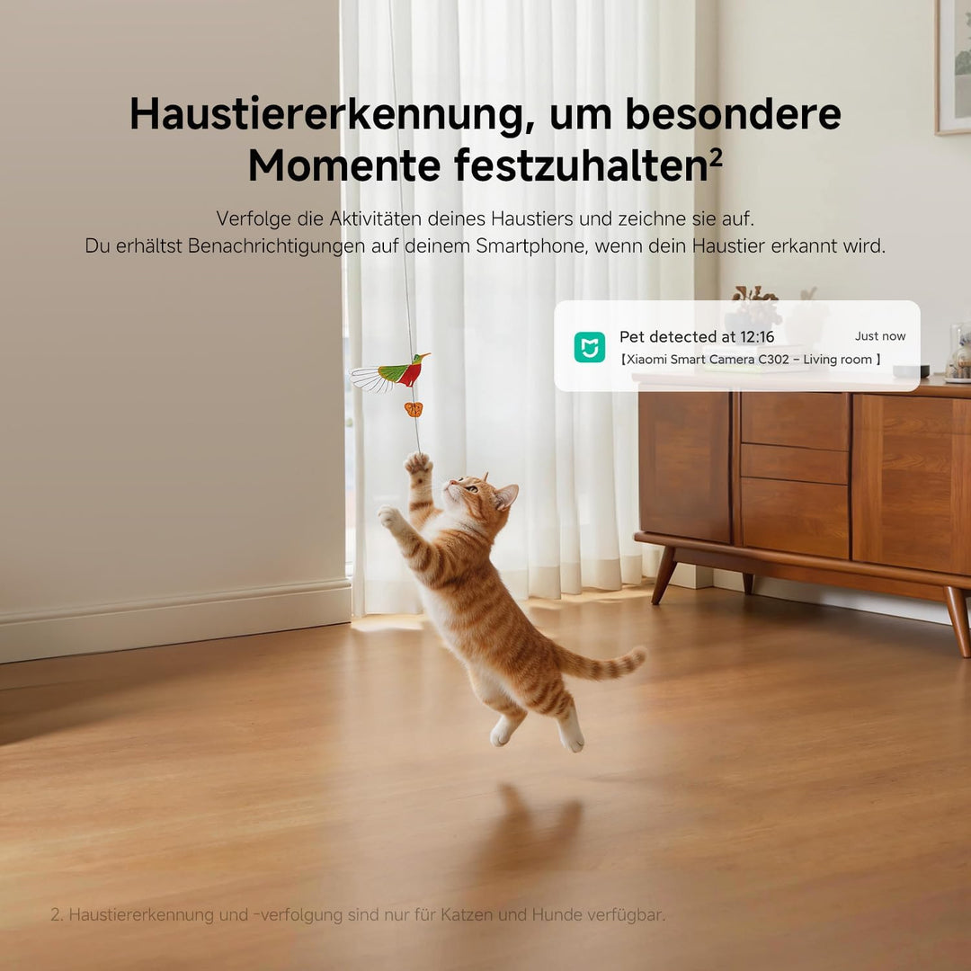 XIAOMI C302 Überwachungskamera Innen 2K, 360 Grad Kamera Überwachung Innen, KI-Erkennung, Physische