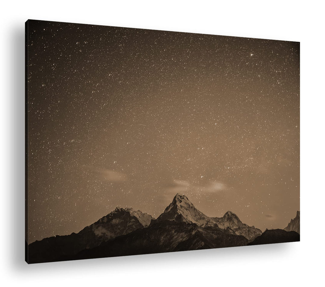 deyoli über den Bergspitzen Effekt: Sepia, Format: 80x60 als Leinwandbild, Motiv fertig gerahmt auf