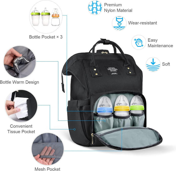 Vicloon Wickeltasche Rucksack mit Babyflaschentasche, Baby Wickelrucksack Wickeltasche, Multifunktio