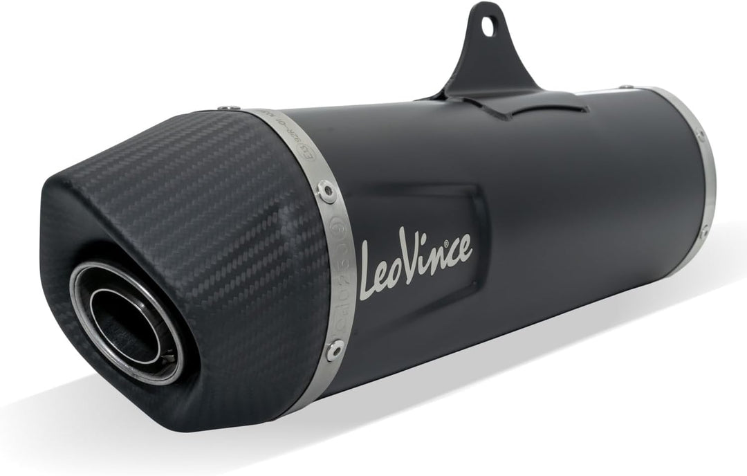 Endschalldämpfer/Auspuffanlage LeoVince SLIP-ON SBK, Edelstahl schwarz, Carbon Kappe, mit Zulassung