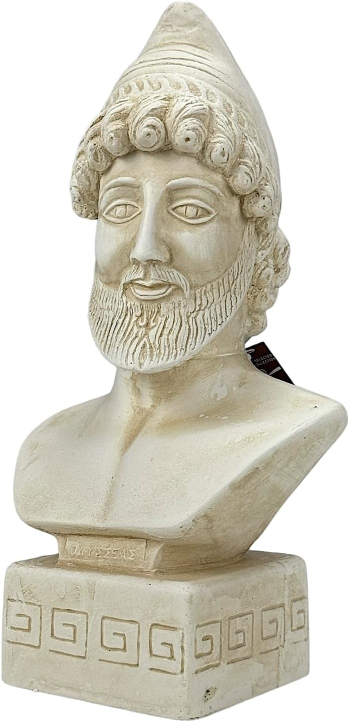Odysseus Griechischer König von Ithaca Büste Trojan Kriegshelden Steinguss Statue Skulptur
