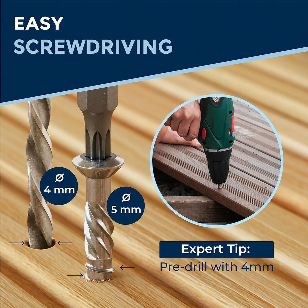 Terrassenschrauben 5x60 Edelstahl A2 Linsenkopfschrauben Torx Schrauben 5mm stark 400 Stück Holzschr