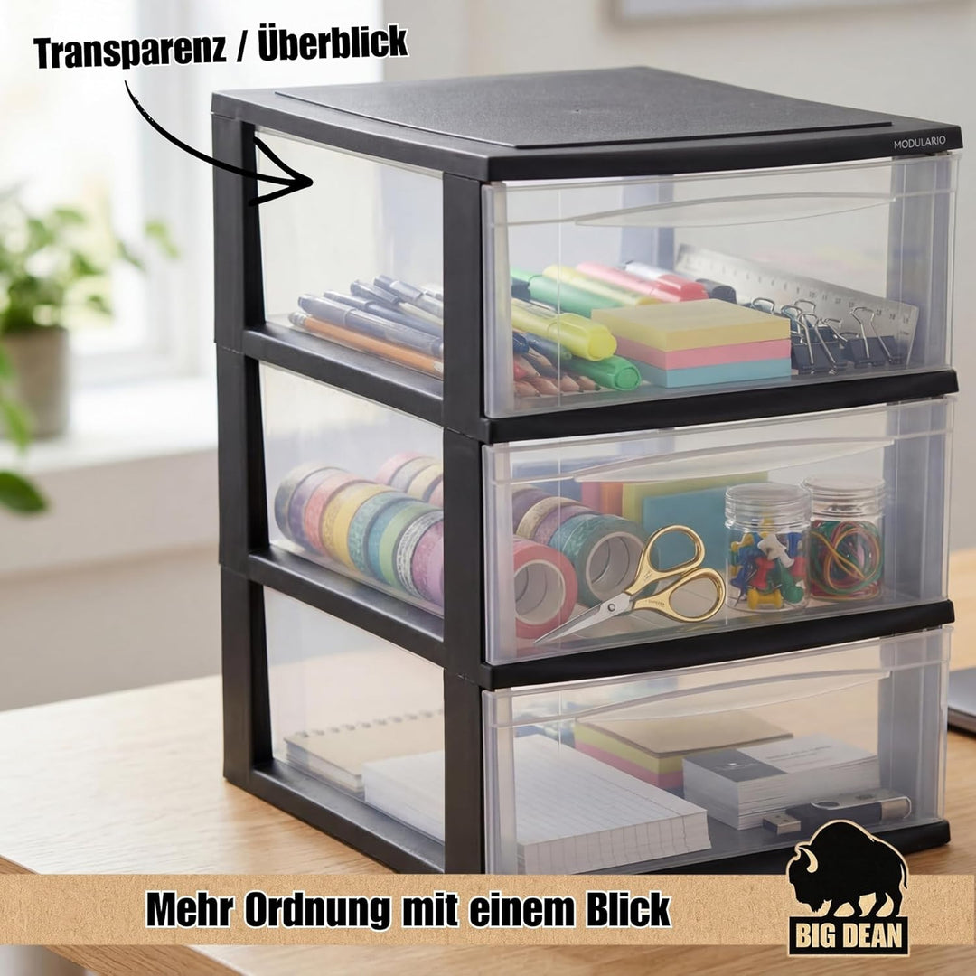 Grosse Schubladenbox A4 Schubladenschrank Schreibtisch Organizer Transparent mit extra hohen Schubla
