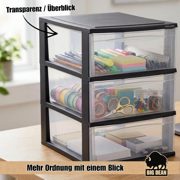 Grosse Schubladenbox A4 Schubladenschrank Schreibtisch Organizer Transparent mit extra hohen Schubla