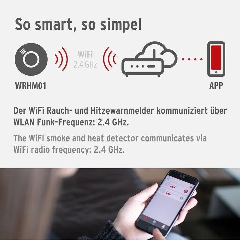 brennenstuhlConnect WiFi Rauch-und Hitzewarnmelder WRHM01 mit App-Benachrichtigung (WLAN Rauchmelder