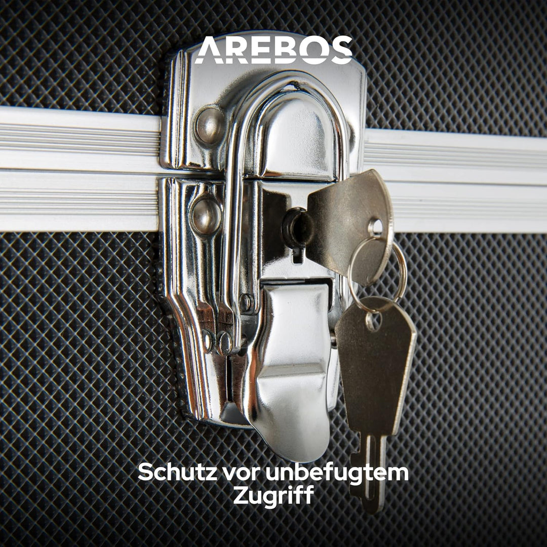 Arebos 3er Set Transportkoffer | 50 L Gesamtvolumen | abschliessbar | mit Tragegurt und Schloss | un