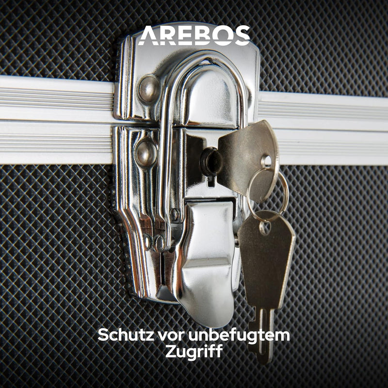 Arebos 3er Set Transportkoffer | 50 L Gesamtvolumen | abschliessbar | mit Tragegurt und Schloss | un