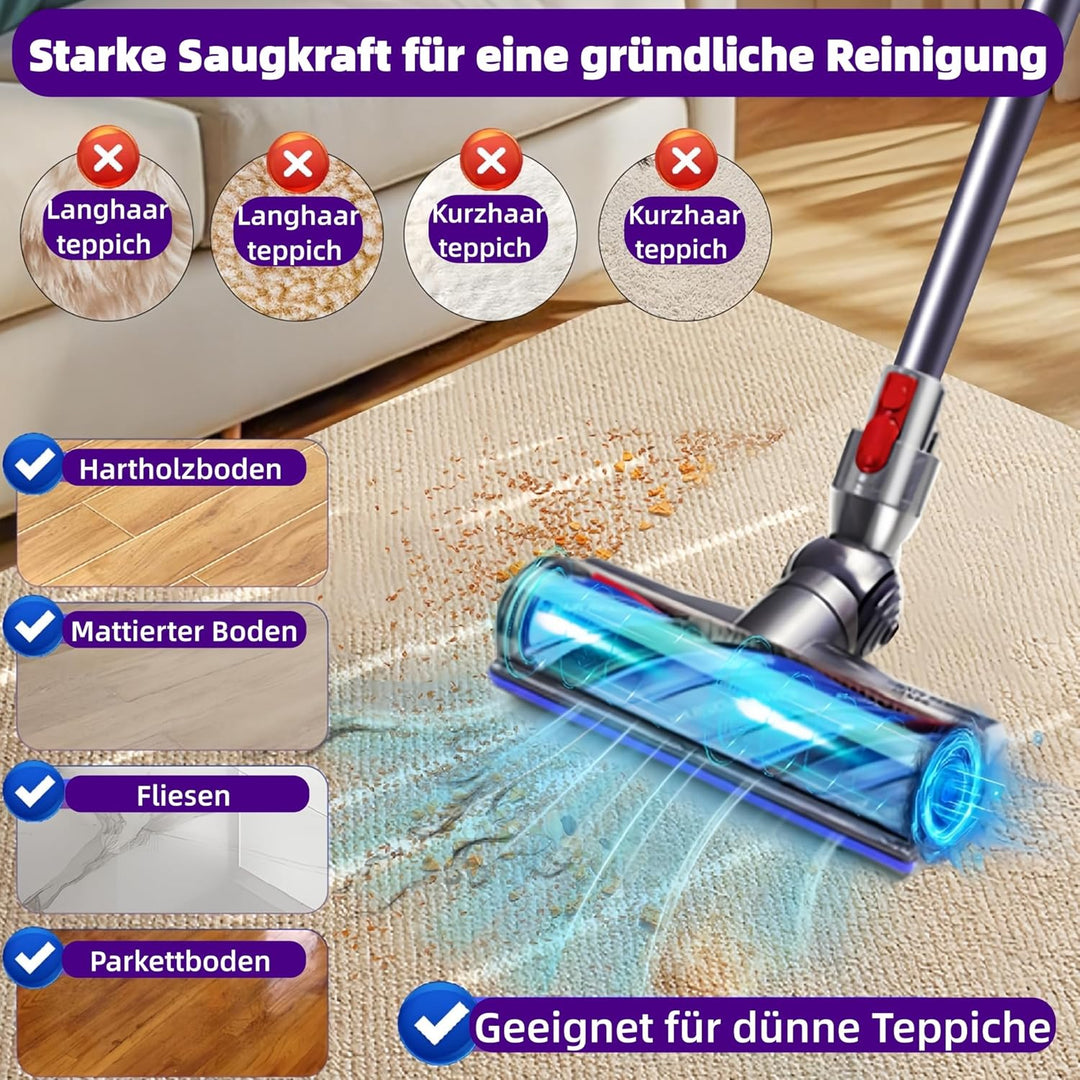 Torque Drive Bodendüse für Dyson V10 V11 V15, Anti-Tangle Elektrische Bodenbürste mit Direktantrieb,
