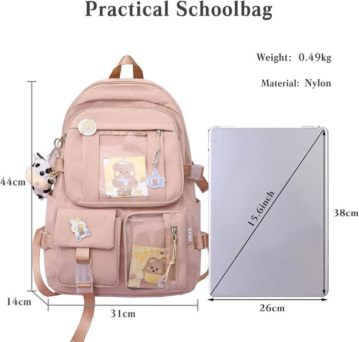 PORRASSO Mädchen Schulrucksack Süsser Schultasche Schüler Rucksäcke Teenager Nylon Daypack Damen Sch