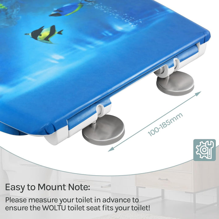 WOLTU Toilettendeckel mit Absenkautomatik Motiv, WC Sitz mit Schnellverschluss, Toilettensitz O Form
