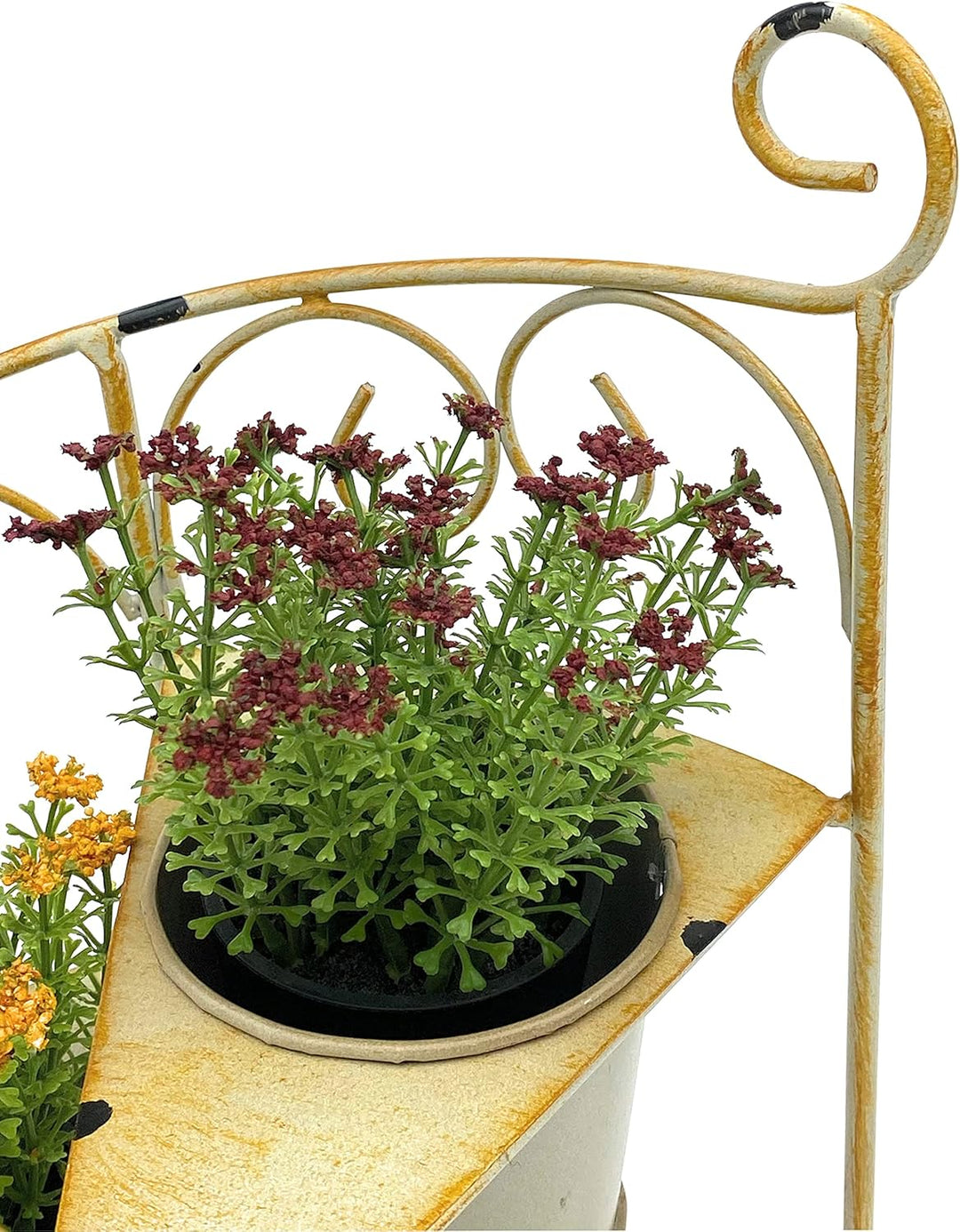 DanDiBo Blumentreppe Metall 38 cm Blumenständer mit 3 Töpfe 96098 Gelb Blumenständer Shabby Chic Blu