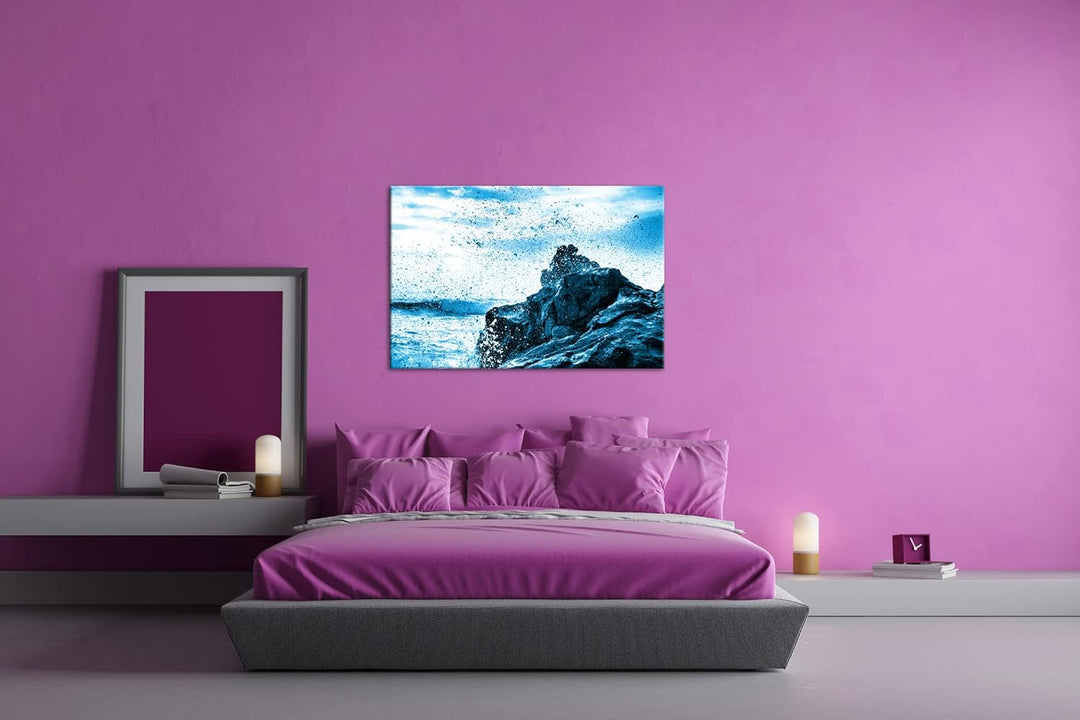 deyoli atemberaubende El Golfo Küste in Spanien Format 80x60 Effekt: Monocrome Blau als Leinwandbild