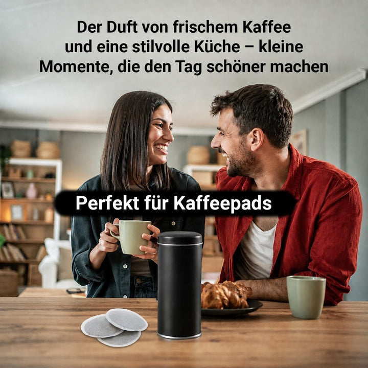 2X kaffeepads, Metalldose für Kaffeepads, Kaffeespender Paddose, Kaffeebox Pads (18 x 8 x 8 cm)