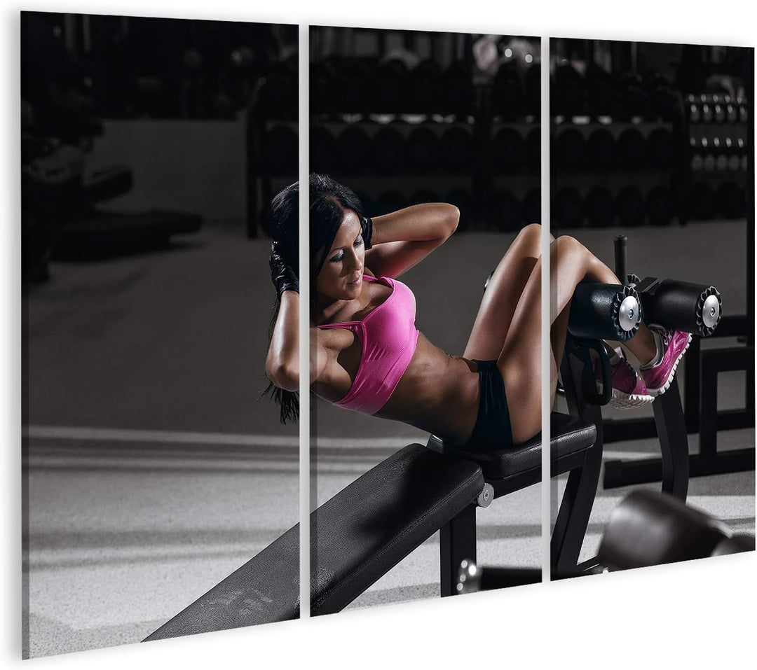 islandburner Bild auf Leinwand Fitness Frau Sport Sexy Gym Sit Up Bilder Wandbilder Poster Leinwand