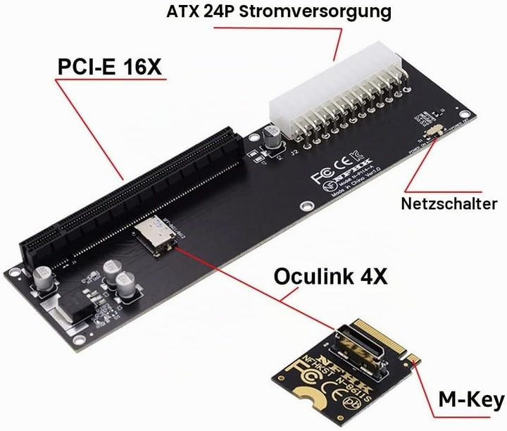 xiwai Oculink SFF-8611 Datenkabel, PCI-E 3.0 Karte - PCI Express M.2 M-Key auf SFF-8612 Host Adapter