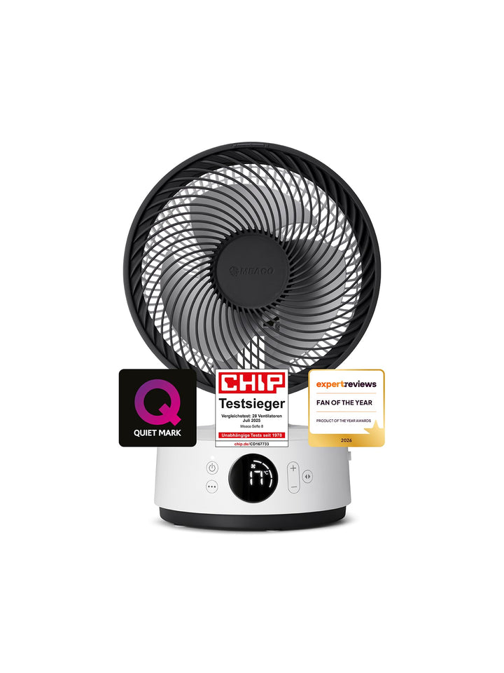 MEACO MeacoFan Sefte® 8 Ventilator mit austauschbarem, wiederaufladbarem Akku - Tragbar, Umweltfreun