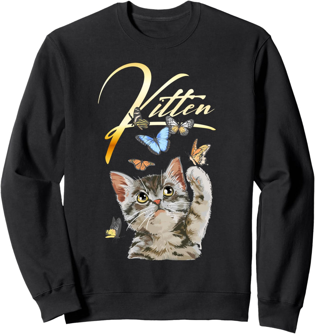 Kätzchen mit Schmetterlingen Sweatshirt