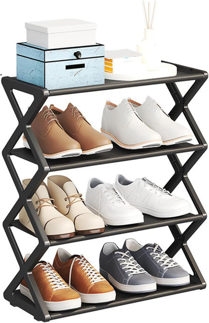 Aramox Faltbarer Schuhspeicher Organizer 4 -Tier -Schuhregal für Flur Eingangsschlafzimmer, Stapelba