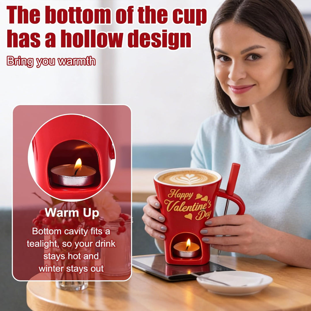 Schokoladen Fondue Becher Set, 200 ml Valentinstag Schokoladenfondue Becher, Schokofondue Tasse mit
