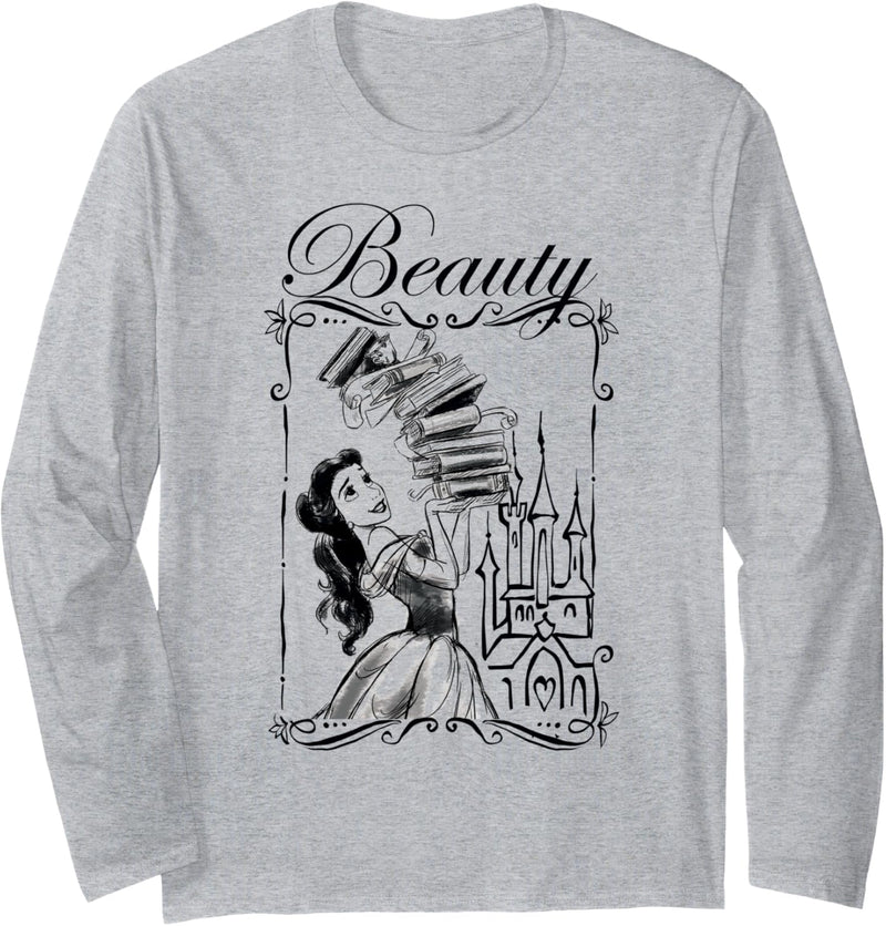 Disney Beauty And The Beast Belle And Her Books Sketch Langarmshirt