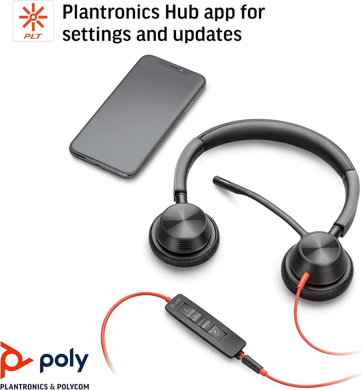 Plantronics – Blackwire 3325 USB-A (Poly) – Zwei-Ohr Headset (Stereo) mit Mikrofonarm & Kabel – Verb