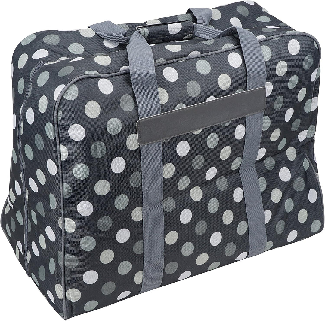 SEMPLIX XL-Nähmaschinentasche, Polka Dots Anthrazit/Grau, 52x42x27 cm, Grosse stabile Transport und