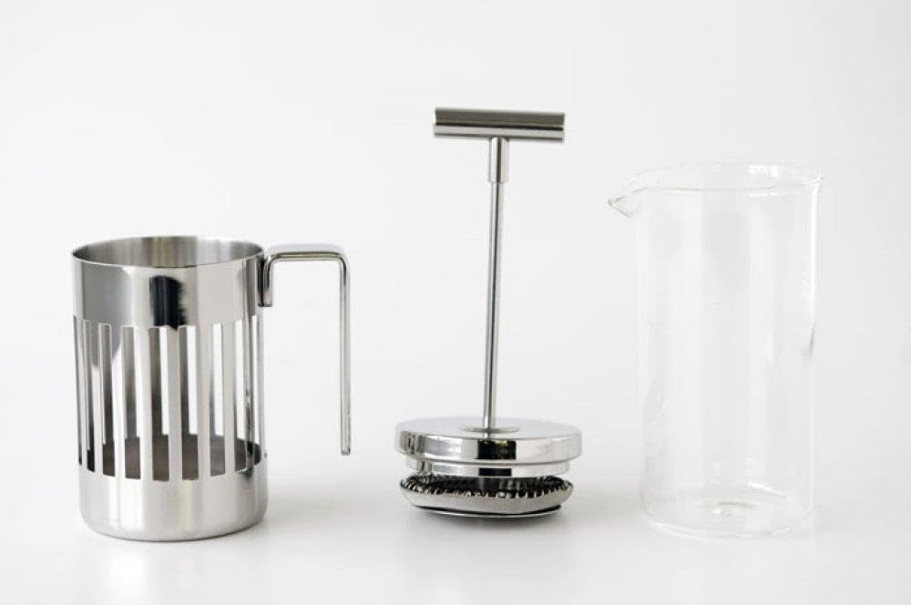 Alessi 9094/8 Pressfilter aus Edelstahl 18/10 glänzend poliert und hitzebeständigem Glas , 4 x 14.5