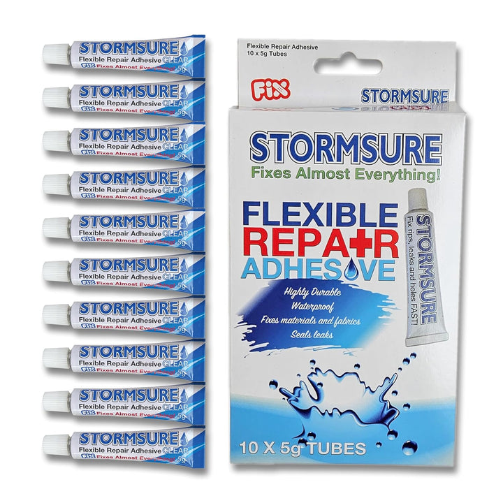 Stormsure Flexible Repair Adhesive Pack: 10 x 5 g transparente Tuben zur Reparatur von Outdoor-Gerät