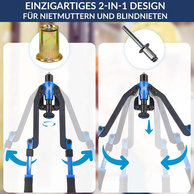 NTG Kombi 2 in 1 Nietmutternzange und Blindnietzange | Nietmutterwerkzeug Nietmaschiene Blindnietzan