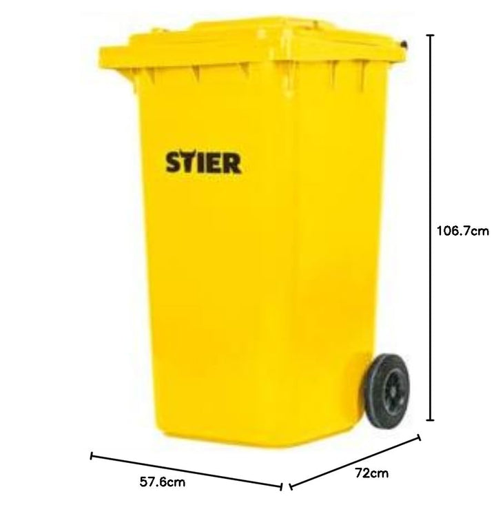 STIER 2-Rad-Müllgrossbehälter, Mülltonne, Volumen 240 Liter, Mülleimer, Farbe: Gelb, Grösse: 576 x 7
