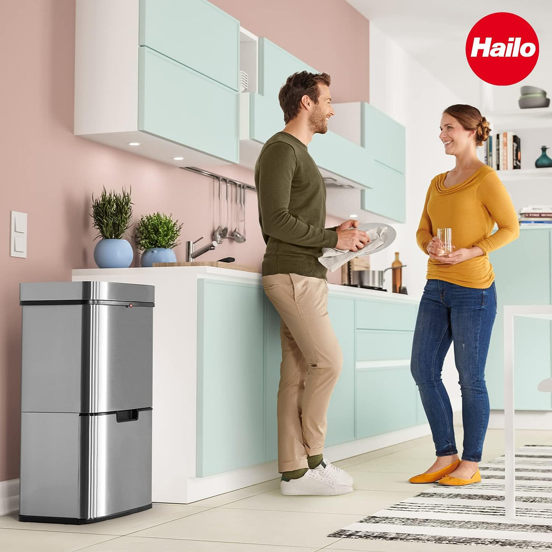 Hailo Öko Vario XL, Mülltrenner, Vollautomatische Deckelöffnung durch Sensortechnik, 50 Liter, 0656-