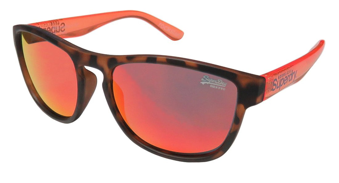 Superdry Sonnenbrille Rockstar 102 - Braun melierte Sonnenbrille aus Kunststoff mit rot orangen vers