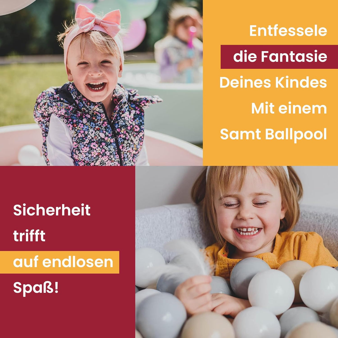 MEOWBABY Bällebad 90x30cm Samt - Bällebad Baby ab 1 Jahr - Bällebad Kinder Weichschaum Ballgruben mi