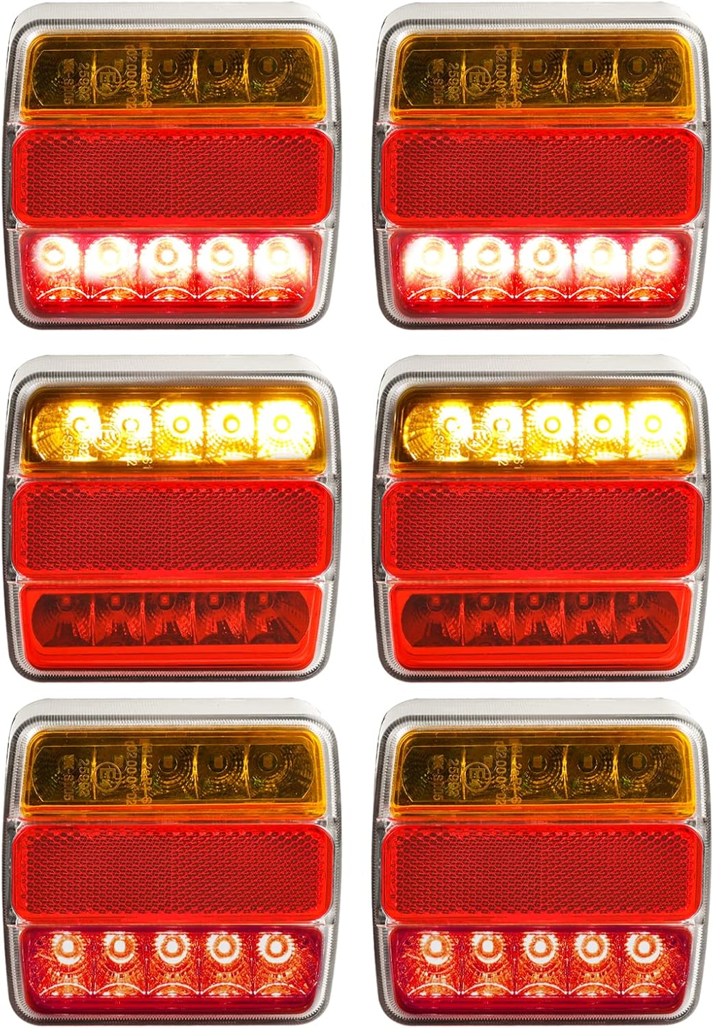 Yuanjoy 2 Stück 12 V LED-Rücklichter für Anhänger, 5 Funktionen - mit Bremslichter, Blinker, Positio