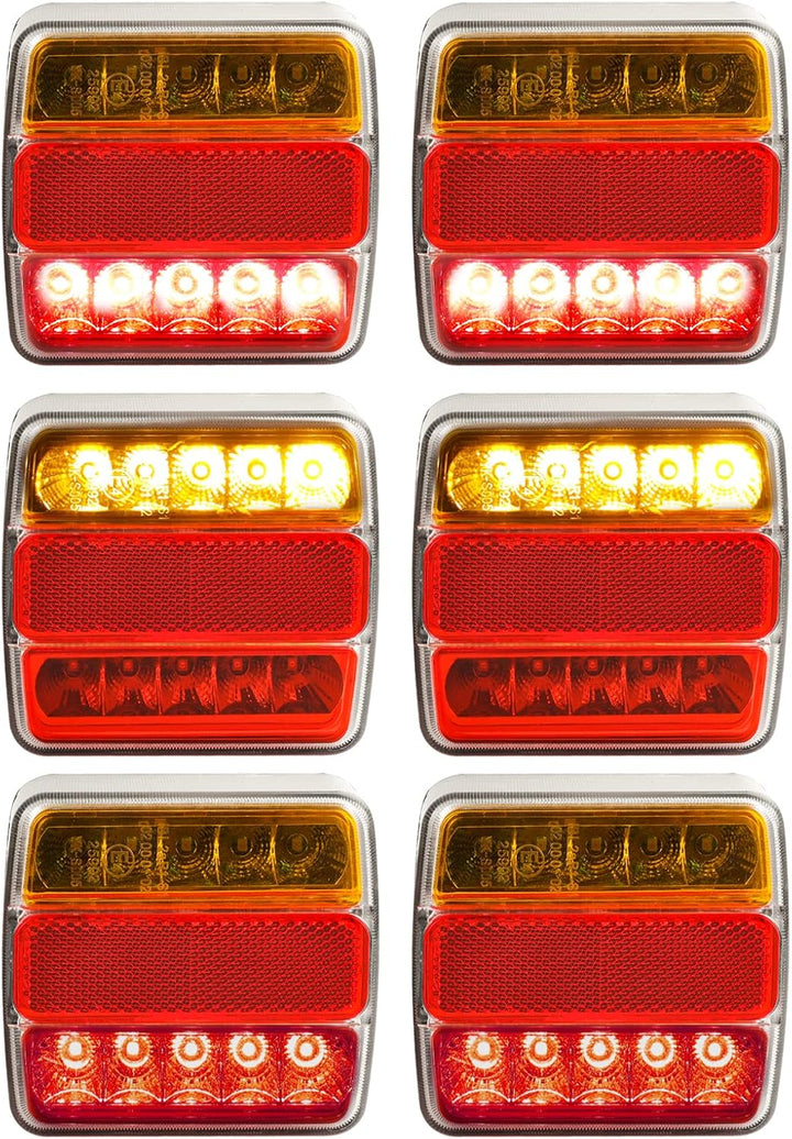 Yuanjoy 2 Stück 12 V LED-Rücklichter für Anhänger, 5 Funktionen - mit Bremslichter, Blinker, Positio