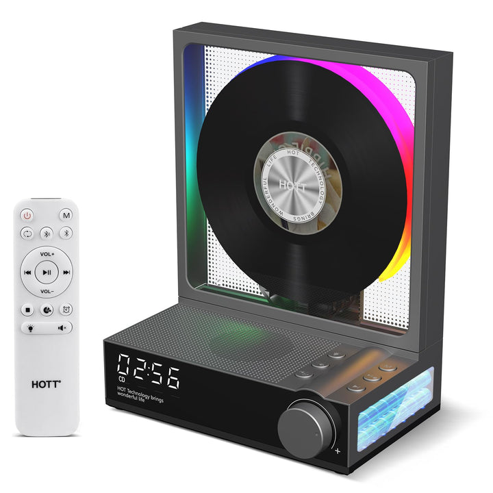 HOTT CD-Player Tragbar mit Fernbedienung, Bluetooth 5.3 Desktop CD Player mit RGB-Lichtern, Tragbare