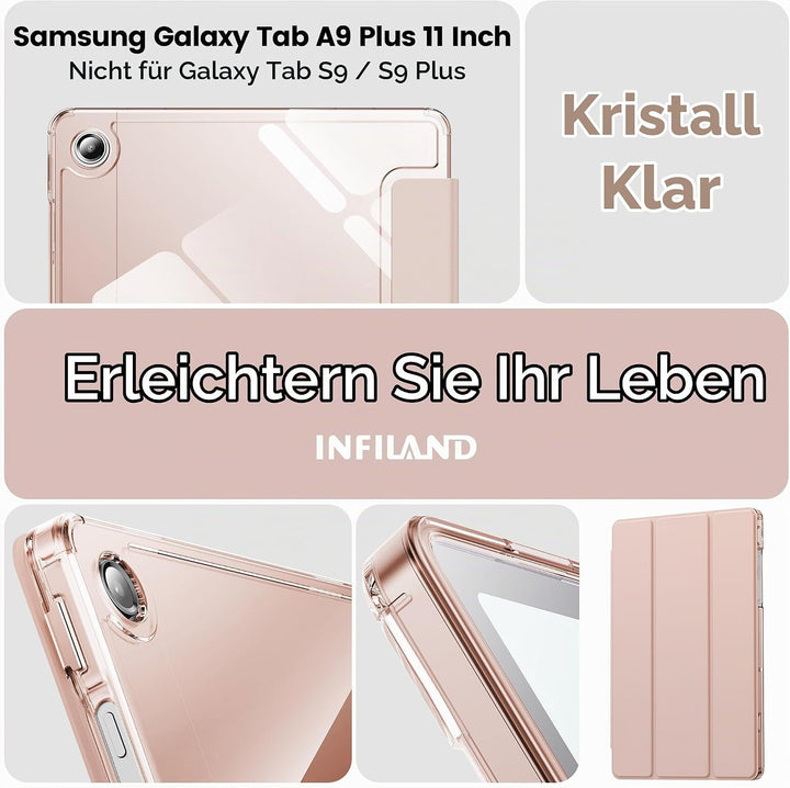 INFILAND Hülle für Samsung Galaxy Tab A11+/A9+11 Zoll (2023/2025),Schlanke Standfunktion Kristallkla
