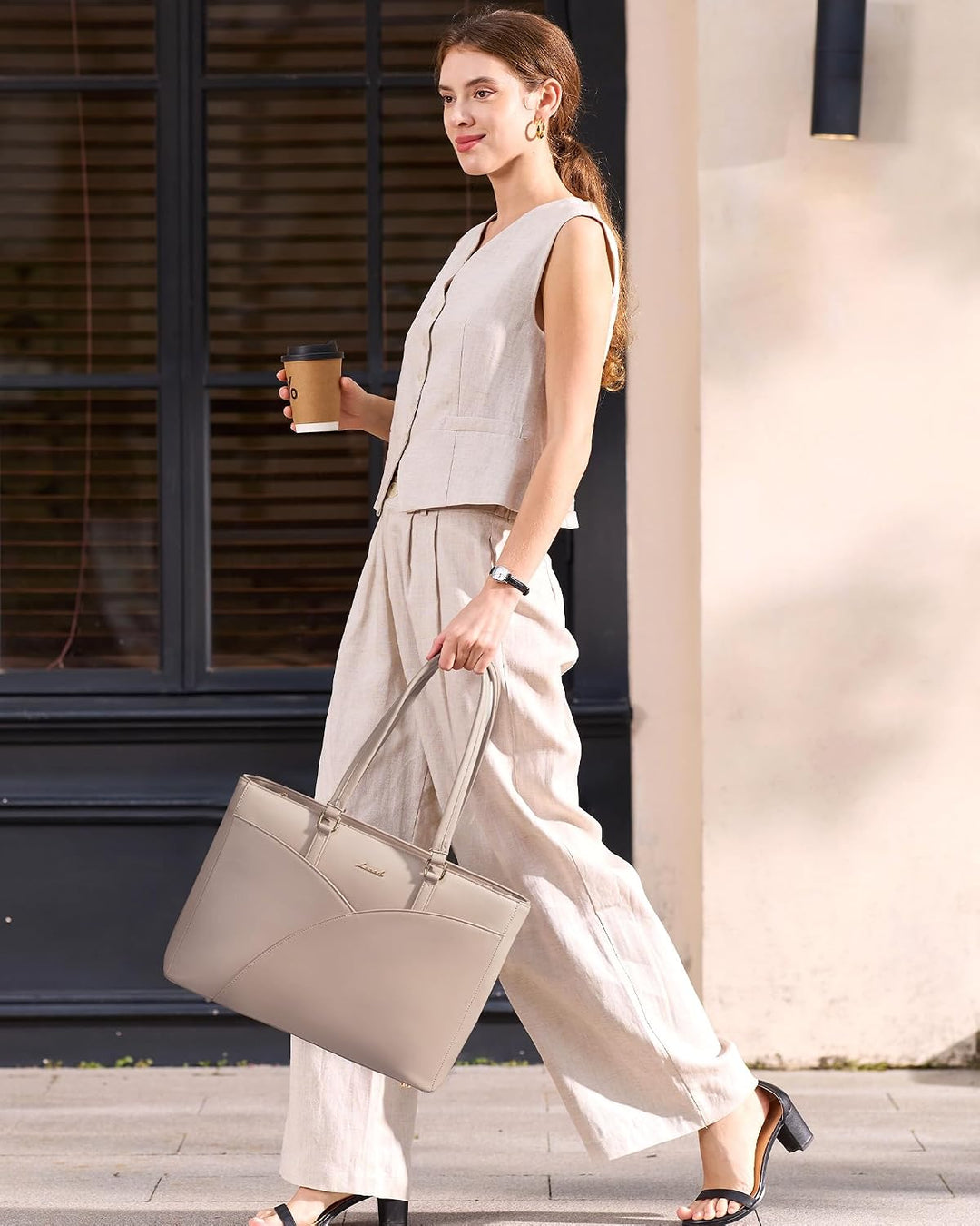 LOVEVOOK Laptoptasche Damen, Handtasche Gross Arbeitstasche Aktentasche | Wasserdicht PU Leder, Eleg