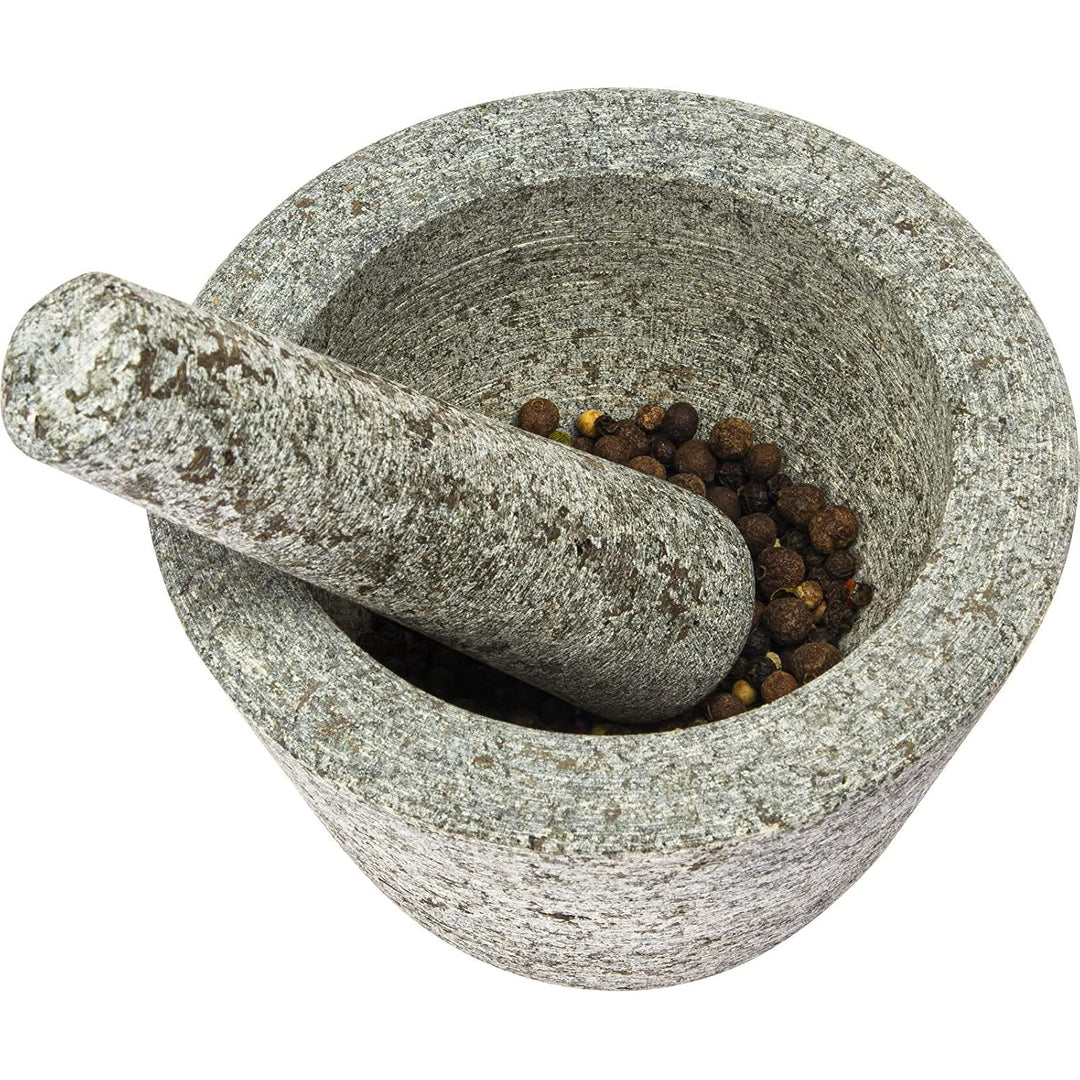 Mörser und Stössel aus Granit 13cm – Steinmörser | Küchenmörser | Mörser mit einem Stampfer