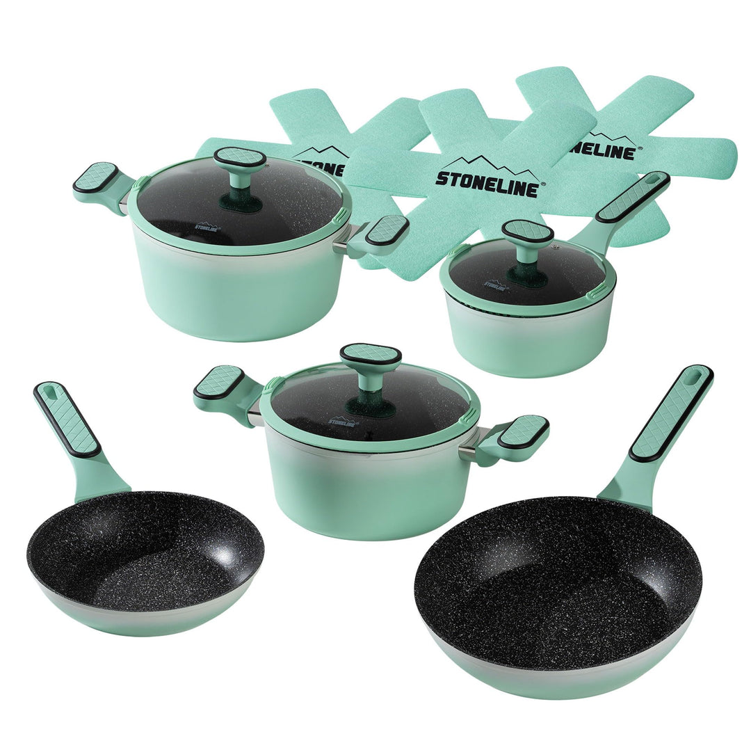 STONELINE Kochgeschirr Set 11-teilig 18/20/24 cm Set Pfannen und Töpfe mit Deckel, Topfset Pfanne In