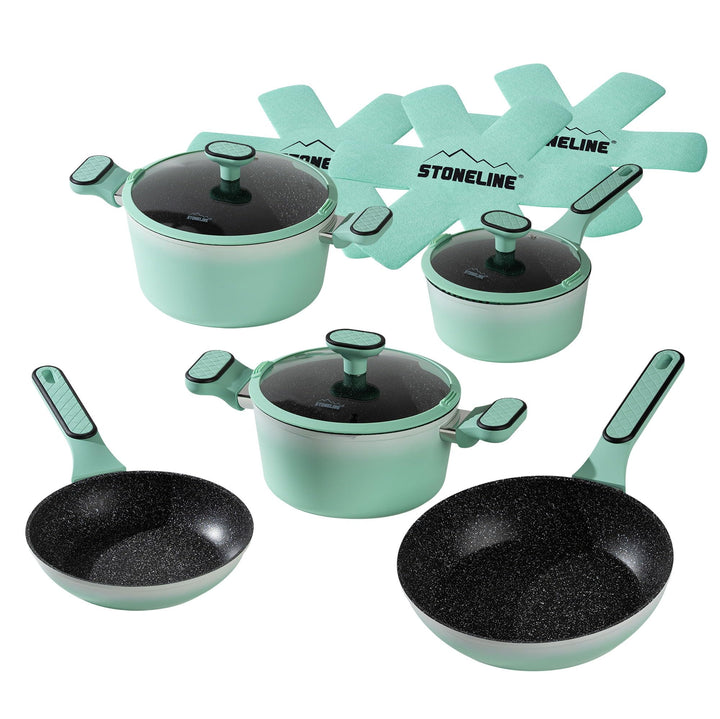 STONELINE Kochgeschirr Set 11-teilig 18/20/24 cm Set Pfannen und Töpfe mit Deckel, Topfset Pfanne In